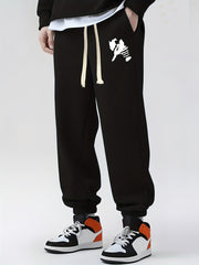 Cartoon Pattern Print Drawstring Sweatpants Loose Fit Pants Men's