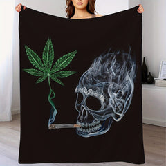 Skull Pattern Blanket Soft Winter Warm Throw Flannel Lightweight Comfortable