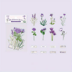 16 Plants Flowers Collage Stickers Bronzing Pet Materials