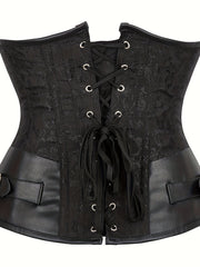 Gothic Strapless Corset Bustier Tummy Control Lace Up Jacquard Body Shaper