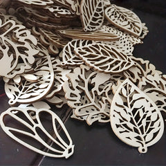 10pcs 2.4 DIY Wooden Leaf Chip Shapes for Painting Signature Decoration