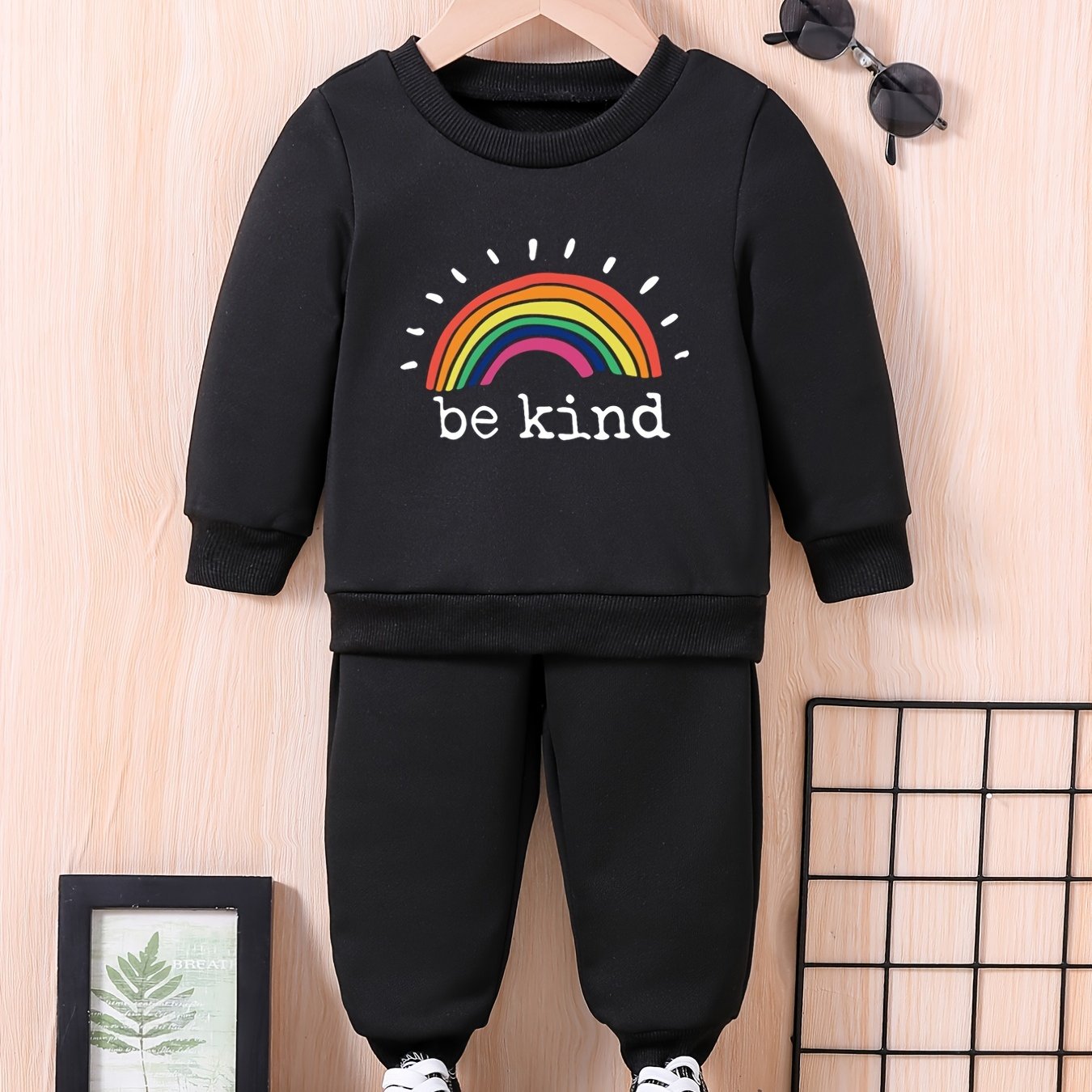 Rainbow Series Graphic Baby Sweatshirt Pants Set