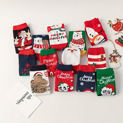 3 Pairs Girls Kids Christmas Socks Cartoon Pattern Crew Socks Children s Socks