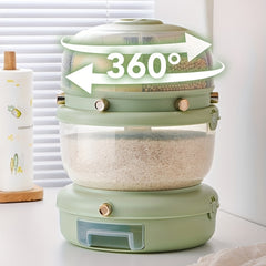 Rotary Rice Bucket Sealed Insect & Moisture-proof Double Layer Grain Storage Box