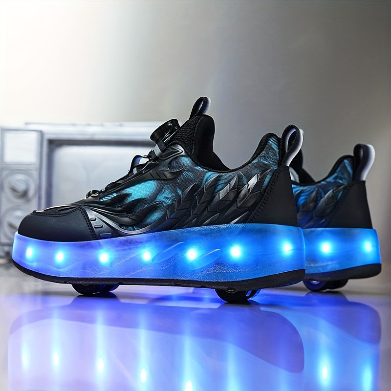 Boy's Roller Shoes with Rotating Buckle for Kids
