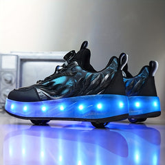 Boy's Roller Shoes with Rotating Buckle for Kids