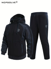 Men's Zip Up Warm Jacket and Drawstring Pants