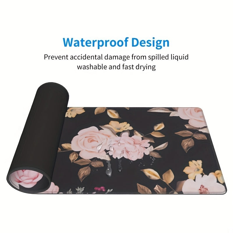 Large Flower Pattern Mouse Pad Non-Slip Rubber Base