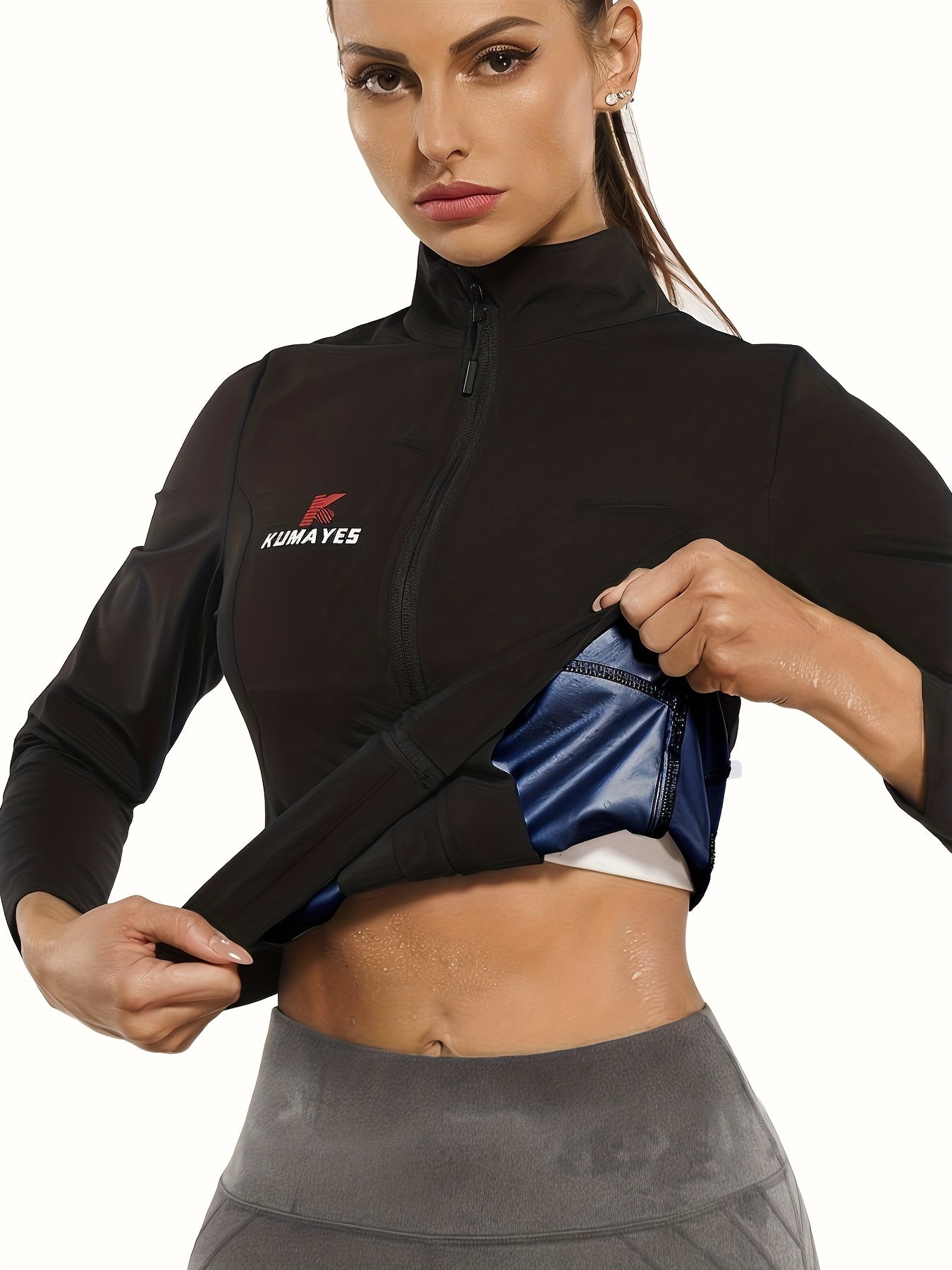 Women's Sauna Sweat Suit Waist Trainer Slimming Body Shaper Long Sleeve