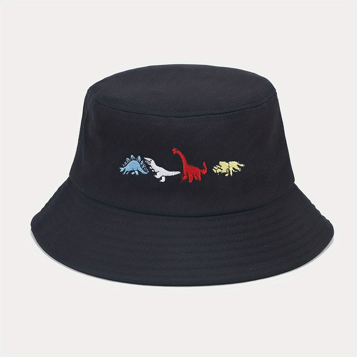 Little Dinosaur Embroidered Bucket Hat Men Women Outdoor Sunscreen Basin Hat