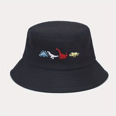 Little Dinosaur Embroidered Bucket Hat Men Women Outdoor Sunscreen Basin Hat