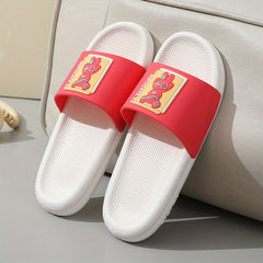 Men's Cartoon Comfy Slip On Slides Unisex Non slip Open Toe Platform House Slipp