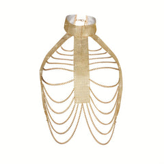 Sultry Chain Halter Bra Harness with Strappy Belts