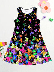 Kids Girls' Butterfly A Line Casual Dress Above Knee Length