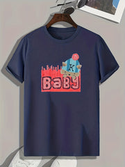 Baby Pattern Print Men's Sports T-shirt, Outdoor Fitness Clothing, Gift For Men