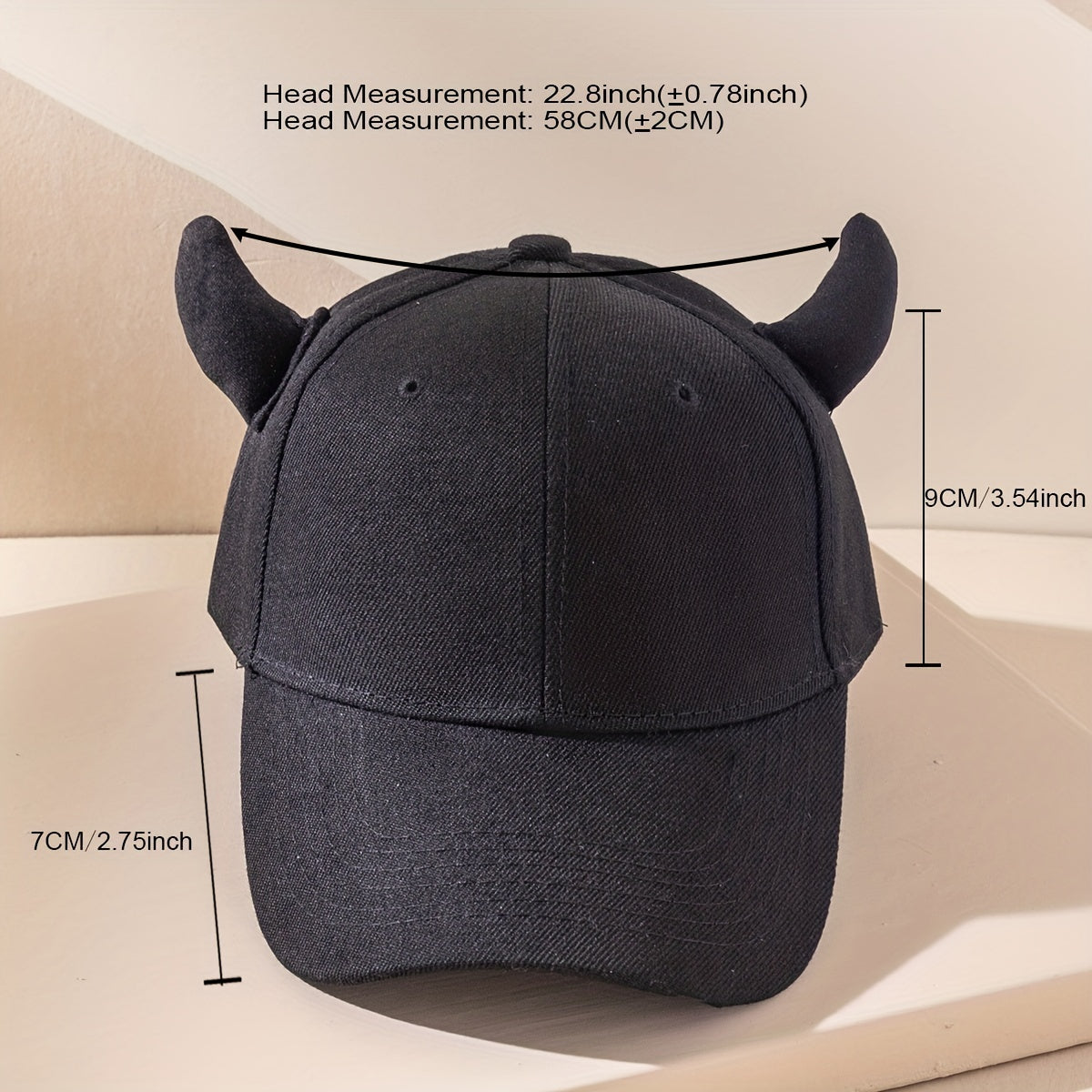 Unisex Sunshade Curved Brim Baseball Cap With Cow Horn