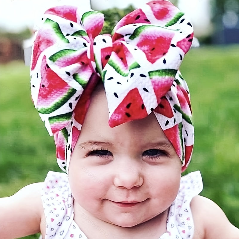 Baby Girls Watermelon Sunflowers Heart Plaid Bow Headband