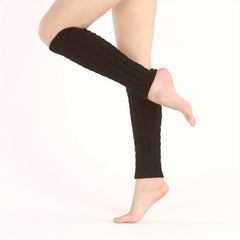 Twist Knitted Leg Warmers Knee High Socks Women's Stockings