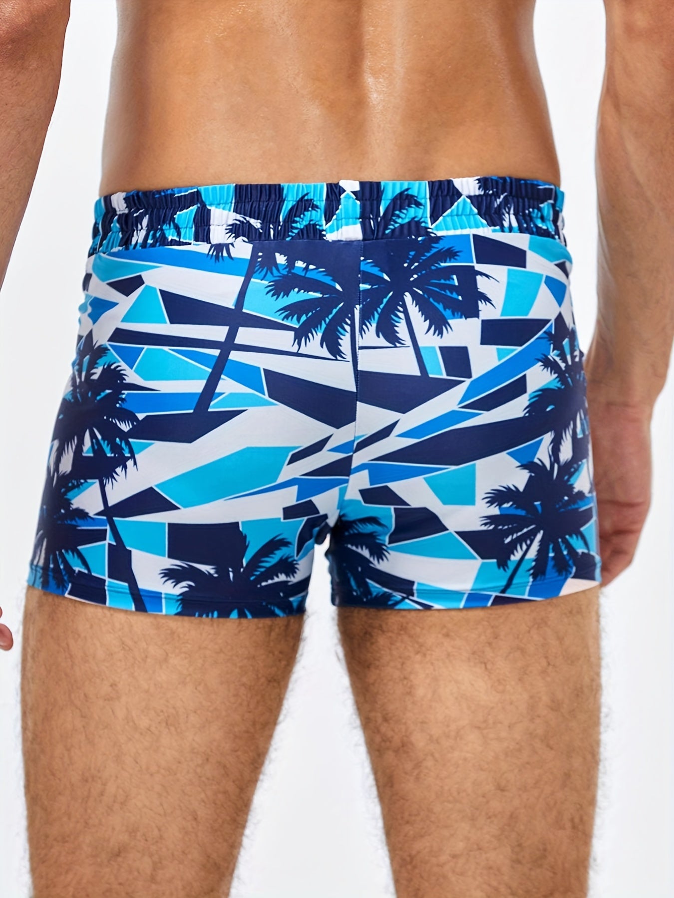 Men's Quick Dry Boxer Swim Trunks with Palm Tree Graphic