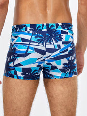 Men's Quick Dry Boxer Swim Trunks with Palm Tree Graphic