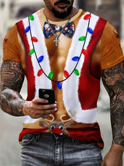 Christmas Graphic Print Tee Shirt Men's Casual Round Neck Tee Shirt