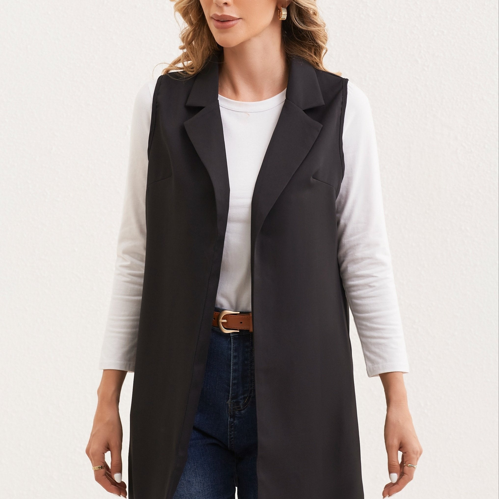 Sleeveless Open Front Blazer for Women
