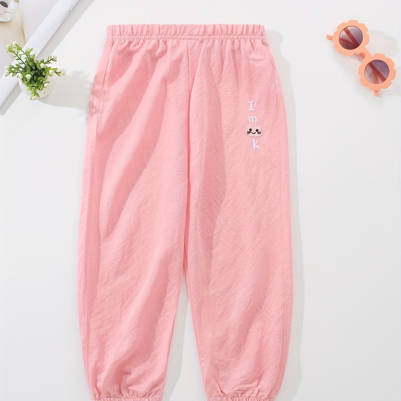 Kids Cartoon Embroidered Pants Soft Casual Capris