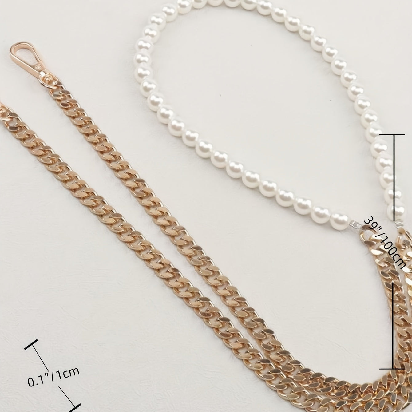Metal Chain & Bead Decor Strap DIY Crossbody Bag Accessories