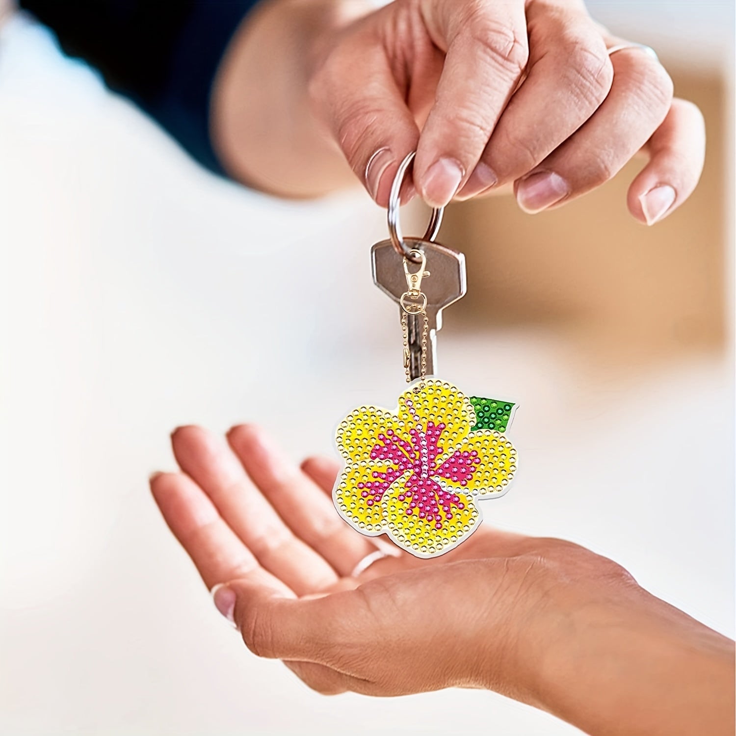 10pcs Tropical Floral Diamond Key Chain DIY Crafts