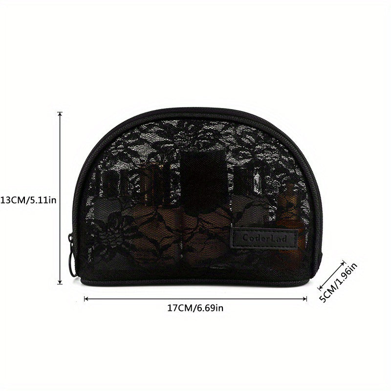 Floral Mesh Makeup Bag Women Breathable Zipper Pouch Toiletry Travel Organizer