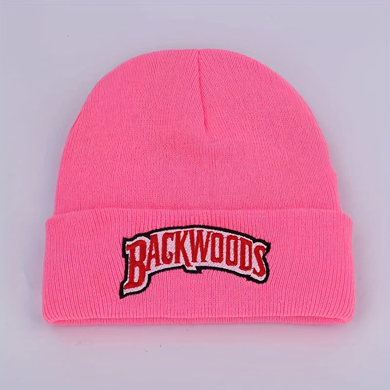 Letter Embroidery Beanie Unisex Warm Elastic Casual Skull Cap