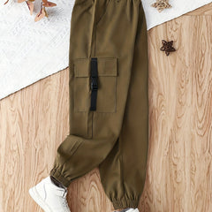 Boys Khaki Cargo Pants with Pockets Spring Fall Outdoor