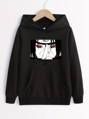 Selfie Bear Print Boys Casual Pullover Hooded Sweatshirt