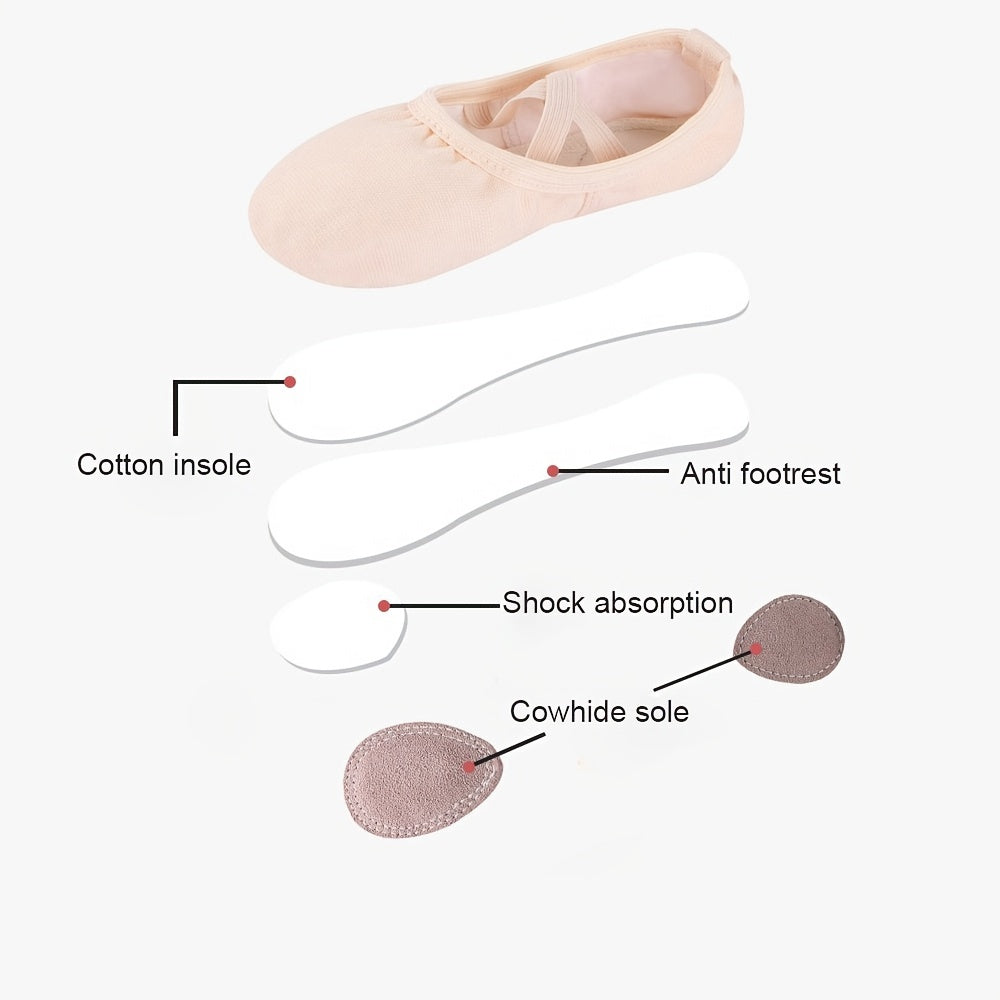 Girls Canvas Ballet Slippers Elastic Split Sole Dance Shoes