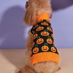 Pet Halloween Pumpkin Sweater Warm Dog Sweater For Winter