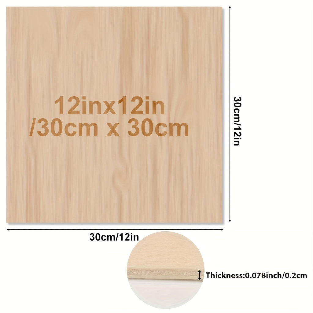 Wood Sheets 12x12x1/12 Inch 2mm Thick Unfinished Squares Wood Boards