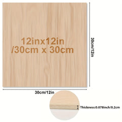 Wood Sheets 12x12x1/12 Inch 2mm Thick Unfinished Squares Wood Boards