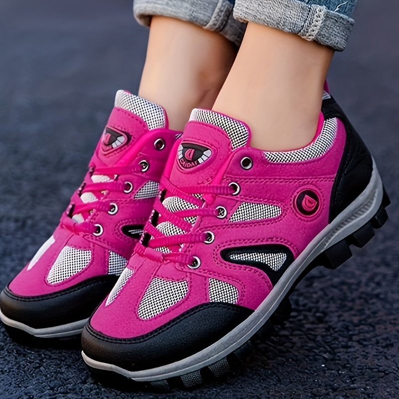 Women's Colorblock Platform Sneakers Low Round Toe Hiking Shoes