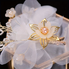 Faux Pearl Hair Clip Floral Bridal Duck Billed Clip Headgear Jewelry