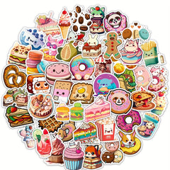 50pcs Food Stickers Vinyl Waterproof Stickers For Laptop Computer Phone Case