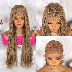 Thin Twist Braided Wigs Knotless Synthetic Hair Lace Front Wigs