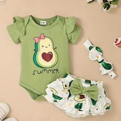 Baby Girls Avocado Sunflower Romper Outfit
