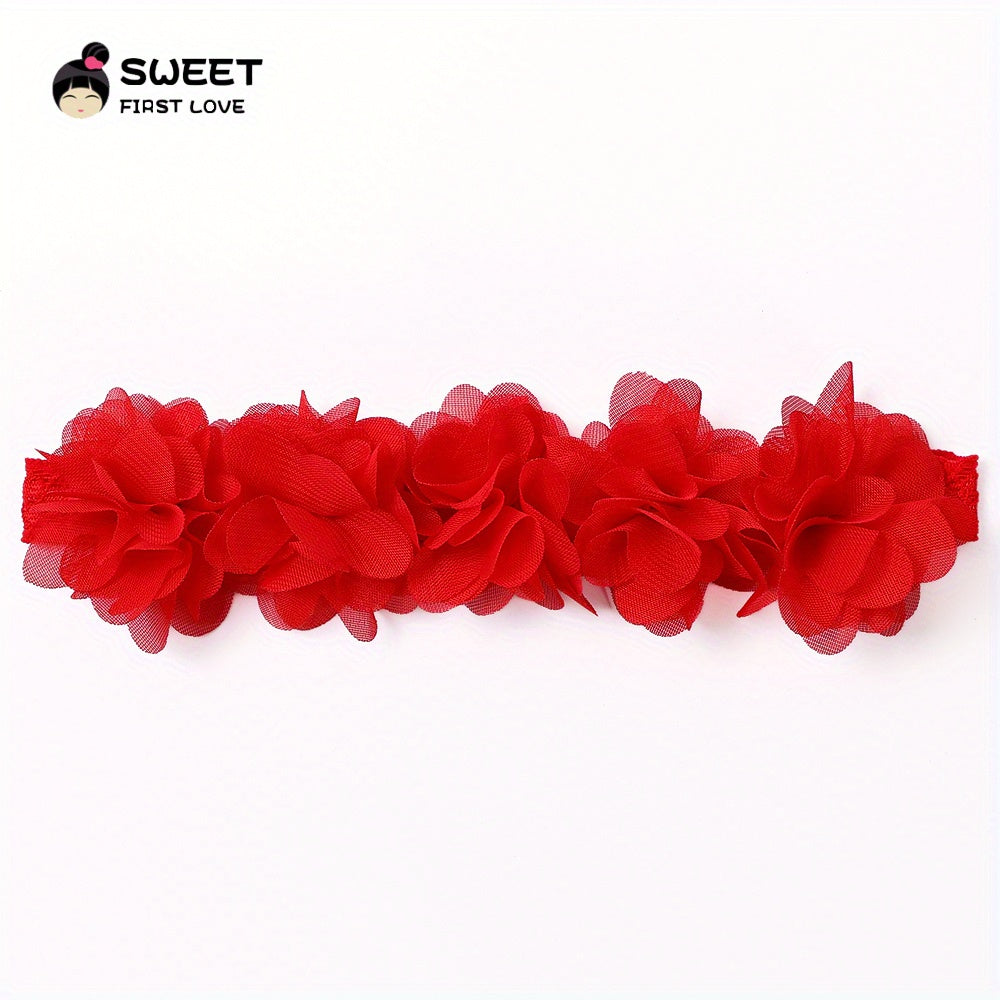 Soft Chiffon Flower Elastic Headband for Baby Girls