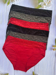 6pcs Lace Stitching Briefs Comfy & Breathable Intimates Panties