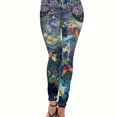 Graphic Print Skinny Leggings Casual Every Stretchy Leggings
