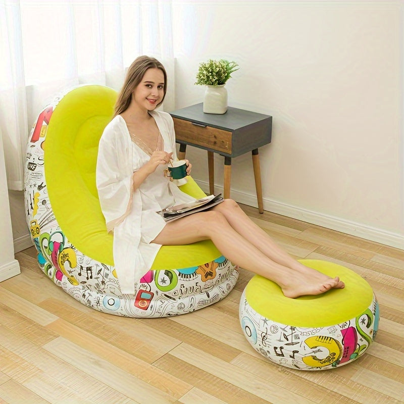 Portable Lazy Sofa Inflatable Lounge Chair With Footrest