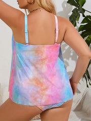 Tie Dye Ombre Print Mesh Top & Panty Swimsuit Set