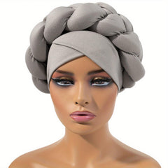 Big Braid Twist Turban Cap Solid Head Wraps Lightweight