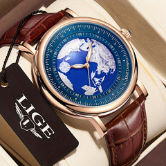 LIGE Boys' Quartz Watch Classic Vintage Three-pin 30m Waterproof Teen Gift Watch