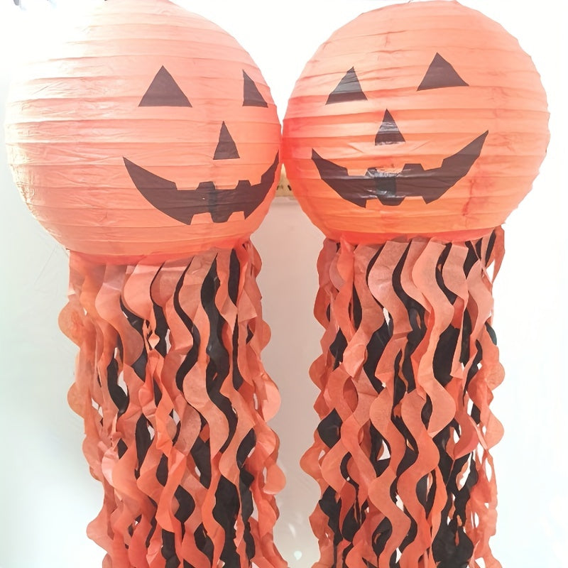 11" Pumpkin Witch Skull Bat Hanging Lantern Halloween Decor & Party Props